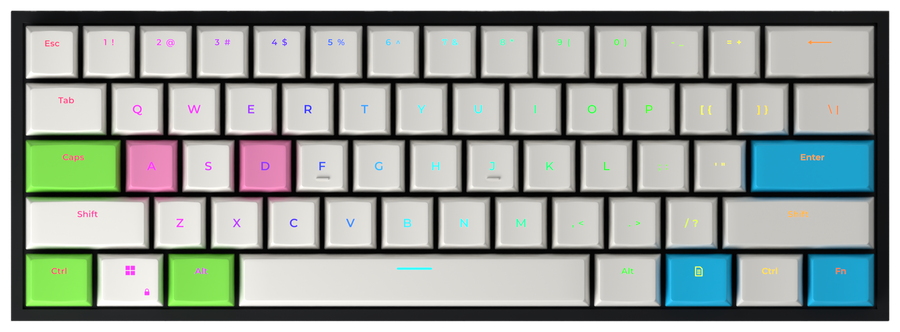 Fresco 60% gaming keyboard, top-down view