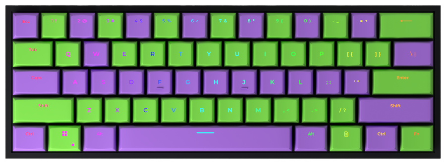 Gamma 60% gaming keyboard, top-down view