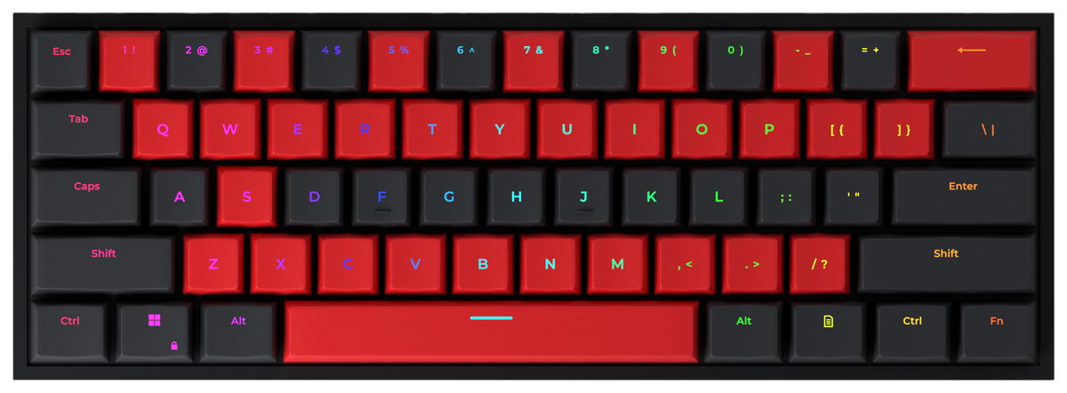 Heatwave 60% gaming keyboard, top-down view