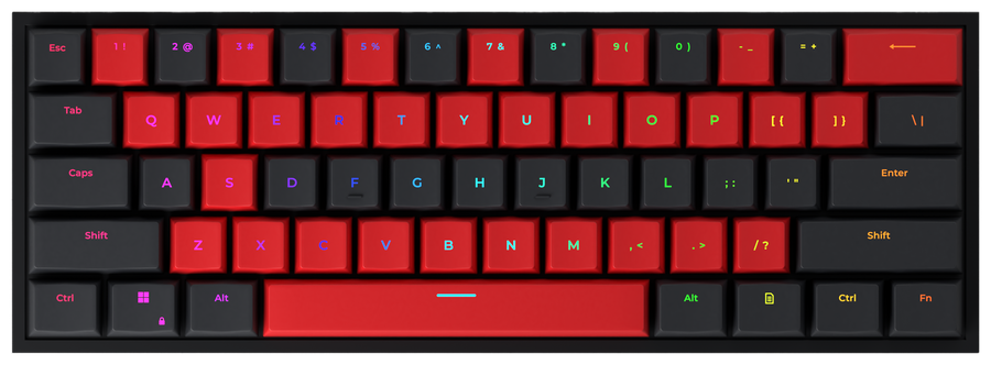 Heatwave 60% gaming keyboard, top-down view