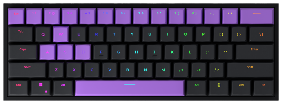 Ivy 60% gaming keyboard, top-down view