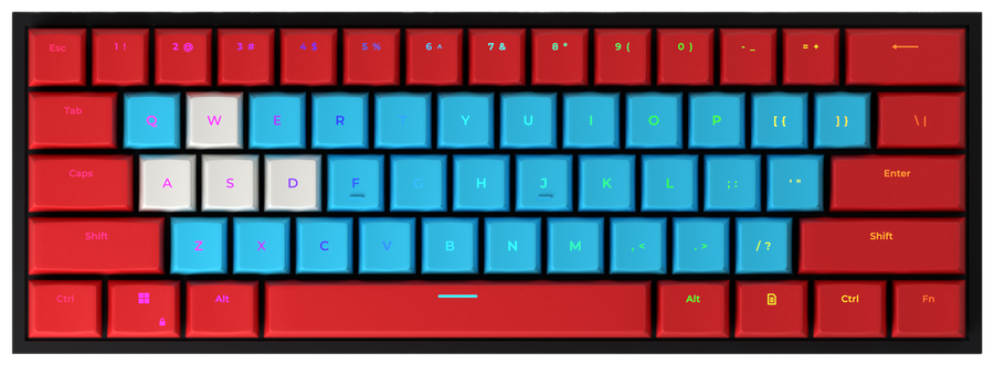 'Merica 60% gaming keyboard, top-down view