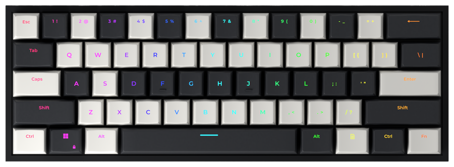 Piano 60% gaming keyboard, top-down view