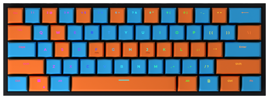 Run It Up 60% gaming keyboard, top-down view