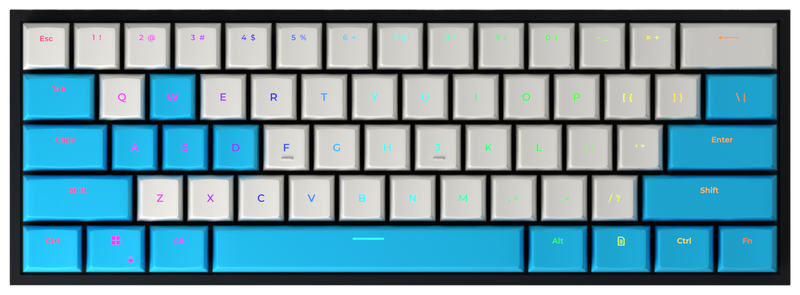 Wave 60% gaming keyboard, top-down view
