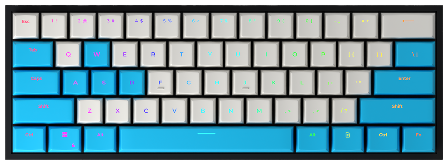 Wave 60% gaming keyboard, top-down view