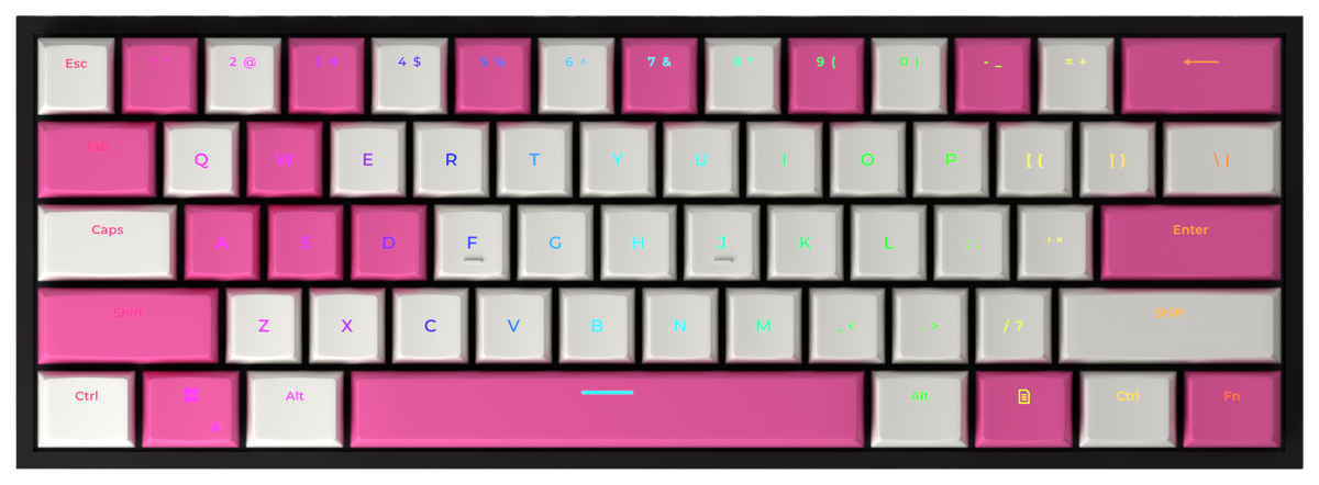 Pink Lemonade 60% gaming keyboard, top-down view