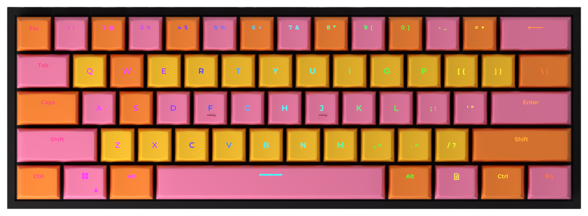 Dusk 60% gaming keyboard, top-down view