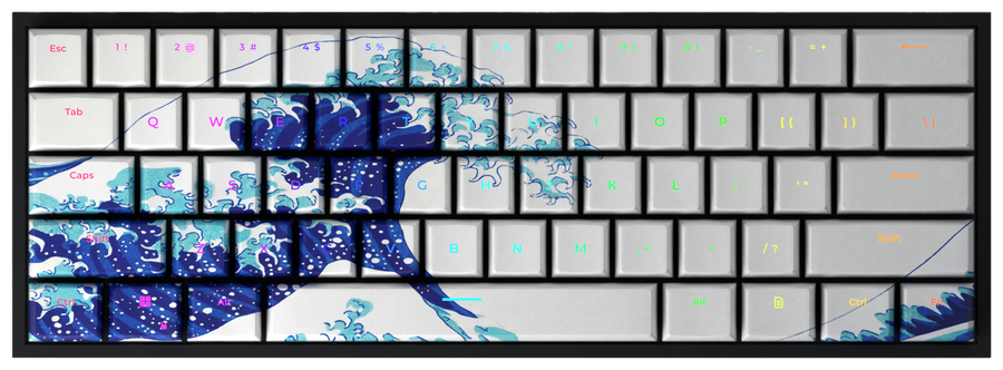 Waves T60 Pro 60% gaming keyboard, top-down view