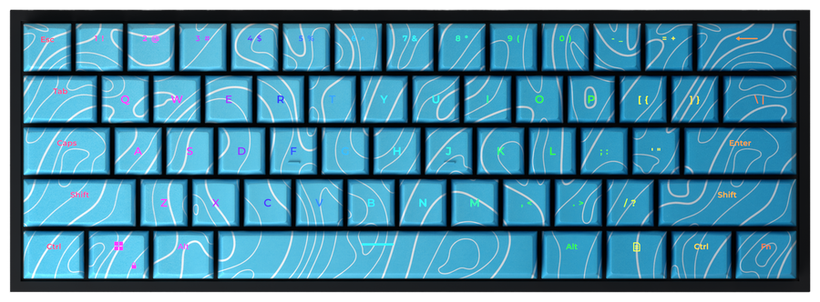 Blue Damascus T60 Pro 60% gaming keyboard, top-down view