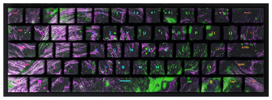 Green Lava T60 Pro 60% gaming keyboard, top-down view