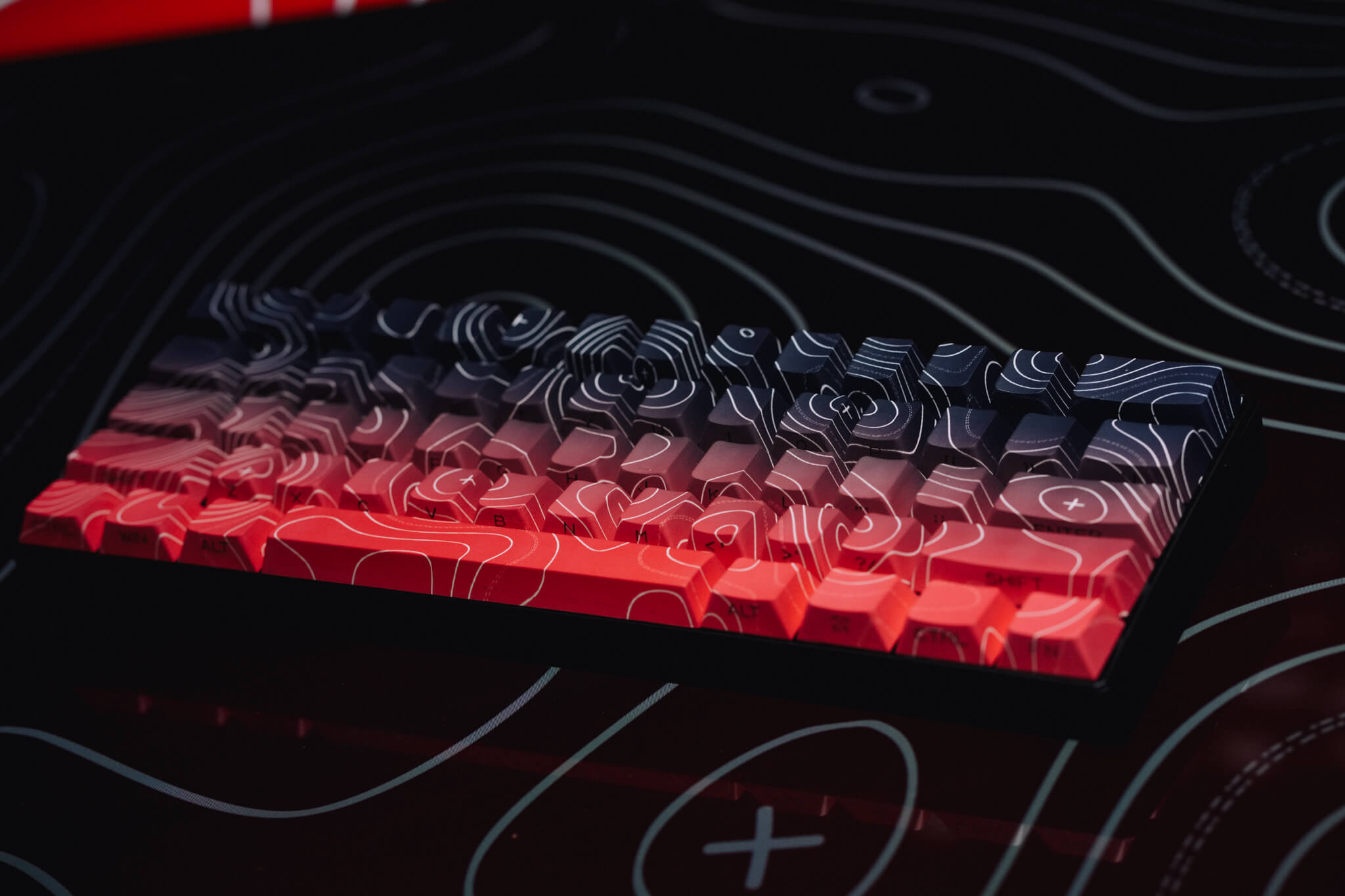 Red Fade Damascus T60 Pro Keyboard