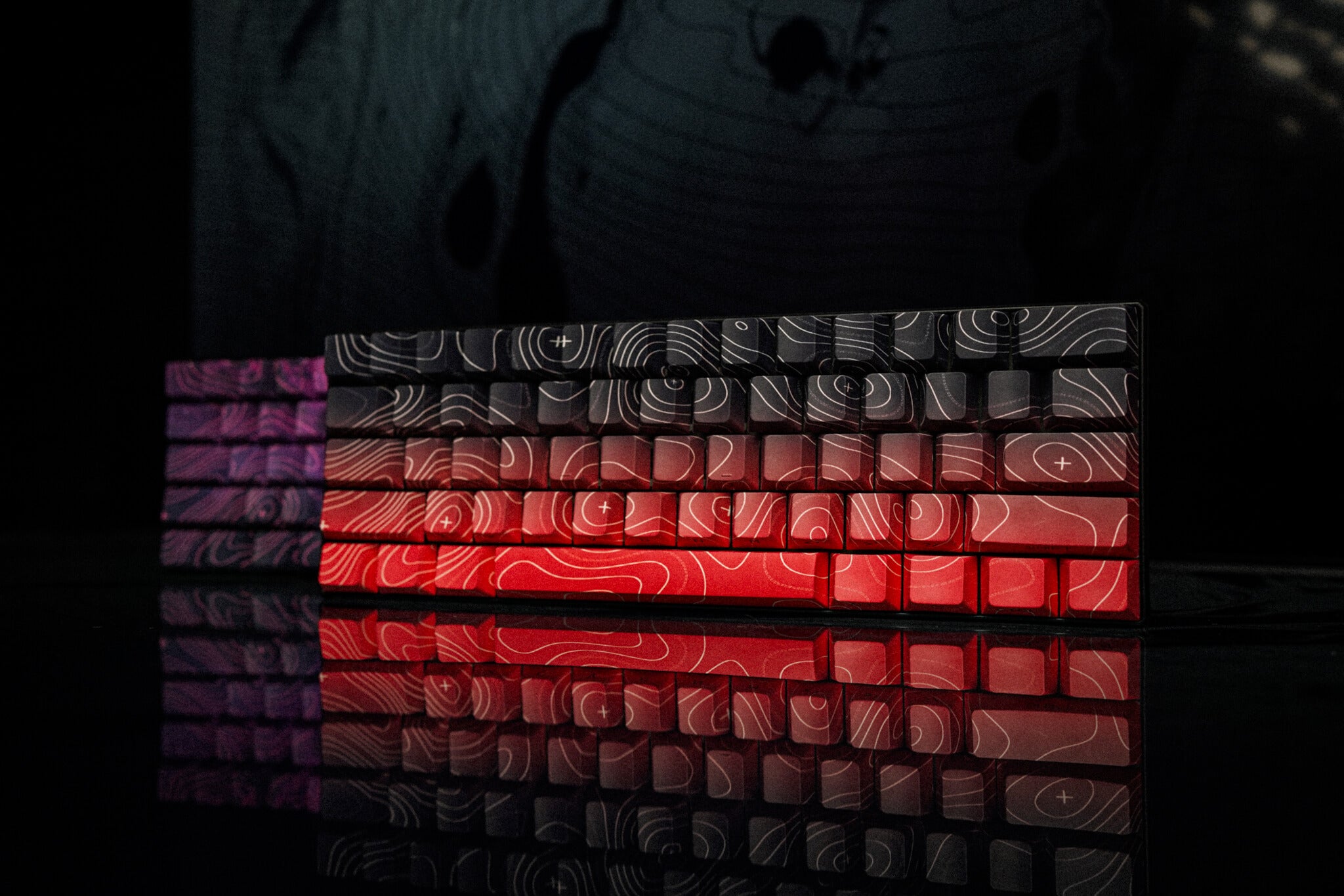 Red Fade Damascus T60 Pro Keyboard