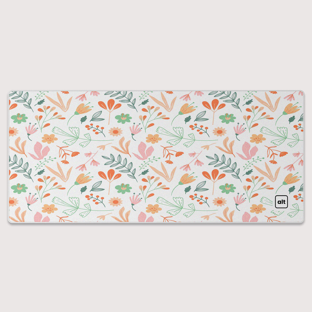 White Floral Mousepad
