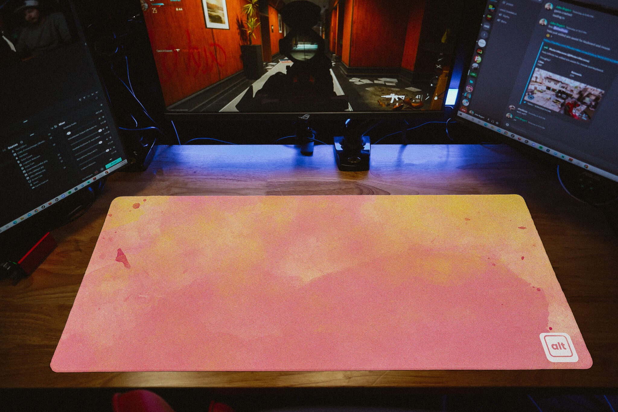 Pink and Gold Watercolor Mousepad